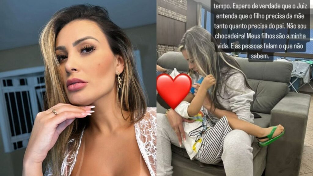 Andressa Urach briga com ex-marido pela guarda do filho: “Não sou chocadeira”